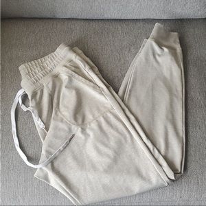 Zyia Active Cream/Gray Drawstring Waist Front Pocket Jogger Pants size M